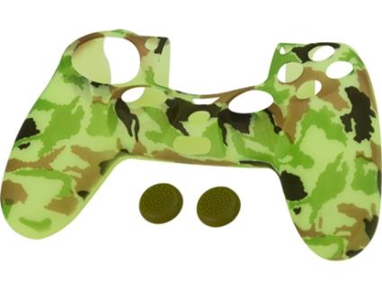 Capa de Silicone + Grips para Comando PS4 FREATEC Woodland Camuflagem