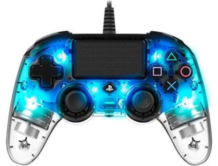 Comando com Fio Nancon para PS4 - Azul | Transparente