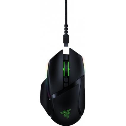 Rato Ótico Basilisk Ultimate, com e sem Fio, Preto e Verde