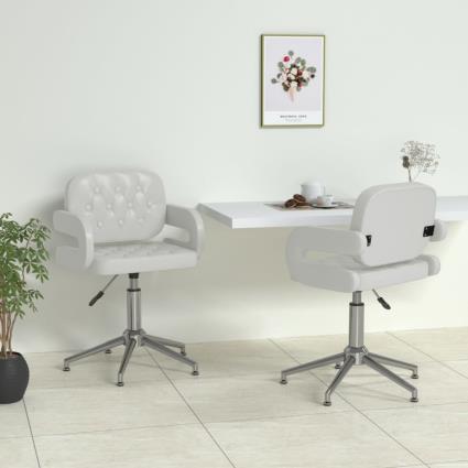 vidaXL Cadeiras de jantar giratórias 2 pcs couro artificial branco
