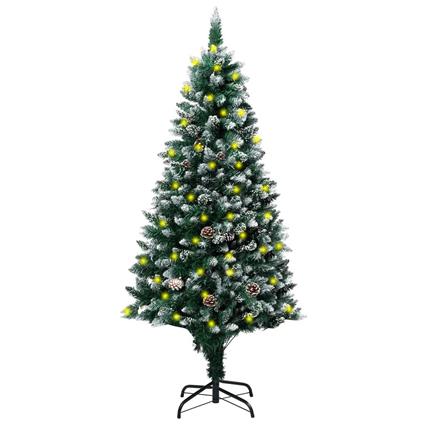vidaXL Árvore de Natal artificial + luzes LED/pinhas/neve branca 150cm