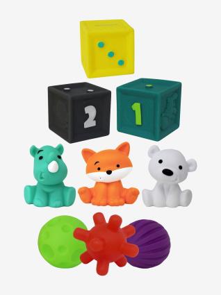 Conjunto de atividades sensoriais, com 9 elementos, da  verde medio liso