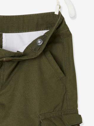 Bermudas estilo militar, para menino verde escuro liso