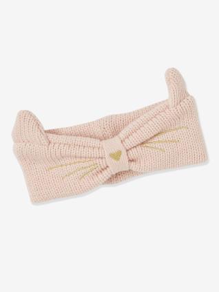 Fita de cabelo Gato rosa claro liso com motivo