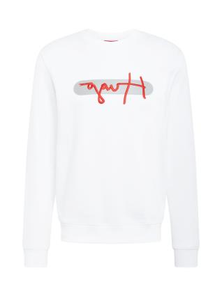 HUGO Sweatshirt 'Dicago'  branco / cinzento / vermelho