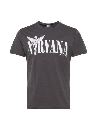 AMPLIFIED Camisa 'NIRVANA IN UTERO'  cinzento escuro / branco