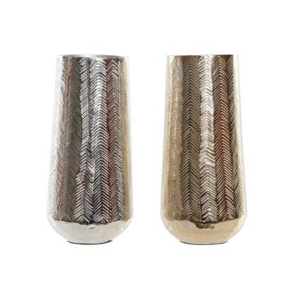 Vaso DKD Home Decor Alumínio Moderno Prateado (2 pcs) (11 x 11 x 23.5 cm)