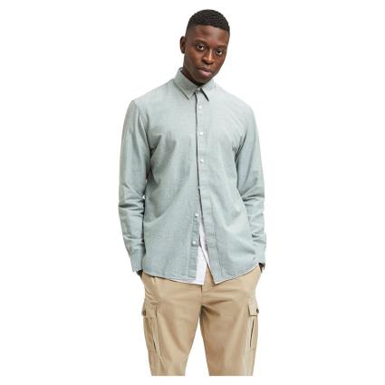 Selected Camisa De Manga Longa Slim New Linen L Desert Sage