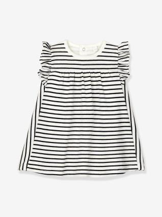 Vestido-body às riscas, estilo marinheiro, em algodão bio, para bebé - Petit Bateau branco medio liso com motivo