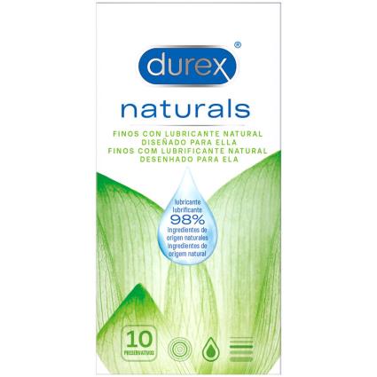 DUREX NATURALS Preservativos Finos LUBRIFICANTE NATURAL 10 UNIDADES