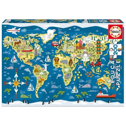 Educa Borras Puzzle 200 Mapamundi One Size Multicolor
