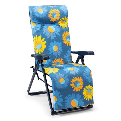 Solenny Espreguiçadeira Dobrável Super-relax 6-posição 114x86x62cm One Size Blue / Orange / Yellow