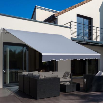 Toldo Manual Retrátil com Manivela 295x245cm Toldo Enrolável Alumínio com Proteção Solar para Janela Portas Balcão Terraço Exte