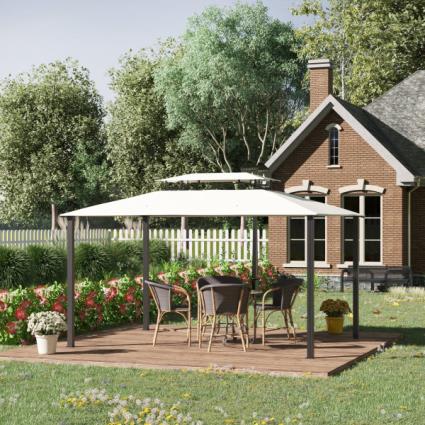 Teto de Substituição 4x3m para Pérgola de Jardim 2 Níveis Respirável com 8 Orifícios de Drenagem Cobertura Superior de Substitu
