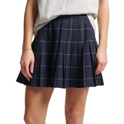 Superdry Saia Vintage Pleated Mini 8 Vintage Navy Check
