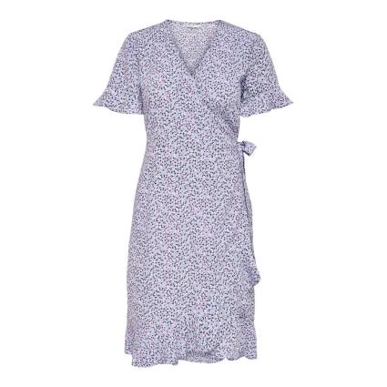 Only Vestido Feminino Only Onlolivia Wrap Wvn Noos 42 Light Purple / Black / White