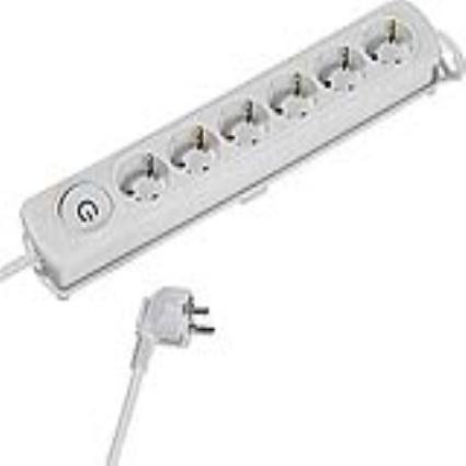 Extensão com 6 Tomadas com Interruptor  37647 1,4 m Branco