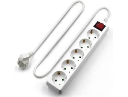 Extensão com 5 Tomadas com Interruptor  EW3916 Schuko Branco