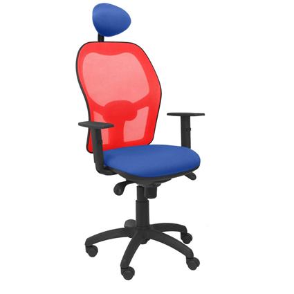 Silla de Oficina Jorquera malla roja asiento bali azul con cabecero fijo