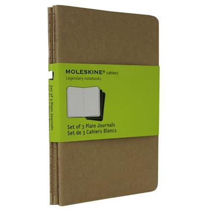 Bloco de Notas Cahier, 14 x 9 cm, 32 Folhas, Liso, Capa Soft em Cartão, Castanho Kraft, 3 Unidades