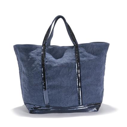 Carteira em linho com purpurinas e lantejoulas