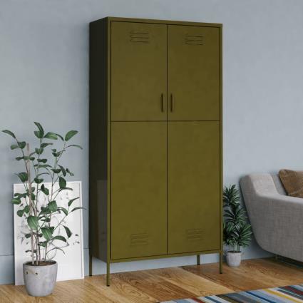 vidaXL Roupeiro 90x50x180 cm aço verde-azeitona