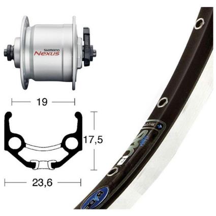 Exal Roda Dianteira Rigida Zac 19 Qr Dynamo Shimano Dh3n30 9 x 100 mm Black / Silver