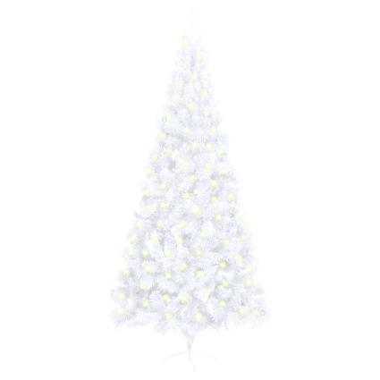vidaXL Meia árvore de Natal artificial LED e suporte 240 cm PVC branco