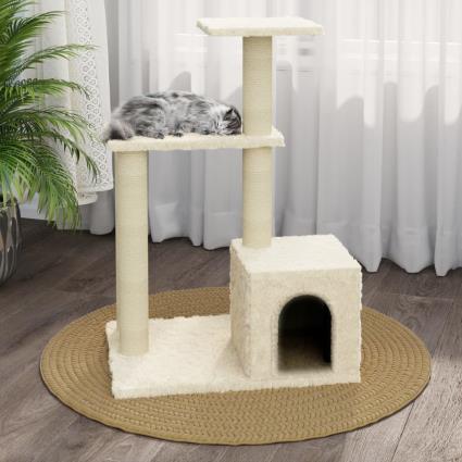 vidaXL Árvore para gatos c/ postes arranhadores sisal 71 cm cor creme