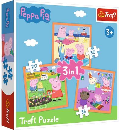 Puzzle Peppa Pig 3 em 1 - 20, 26 e 50 peças