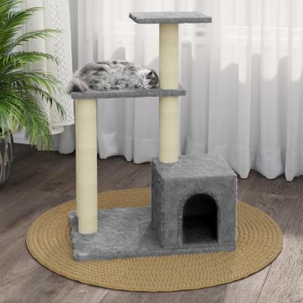 vidaXL Árvore p/ gatos c/ postes arranhadores sisal 71 cm cinza-claro