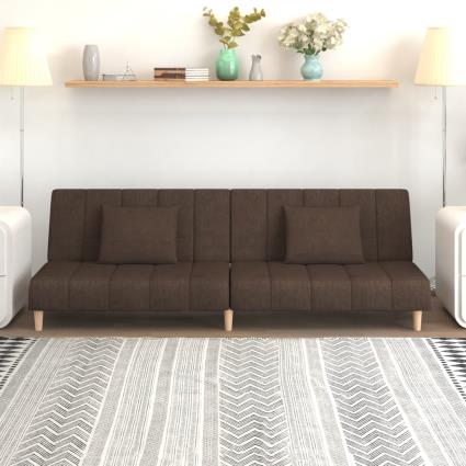 vidaXL Sofá-cama de 2 lugares tecido castanho-escuro