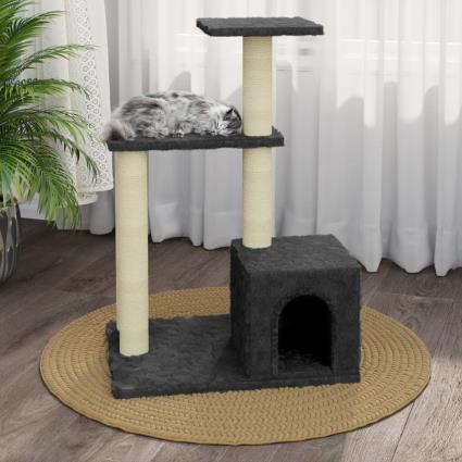 vidaXL Árvore p/ gatos c/ postes arranhadores sisal 71 cm cinza-escuro