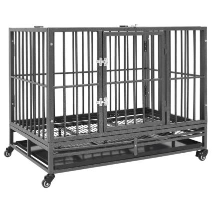 vidaXL Jaula para cães com rodas aço 92x62x76 cm