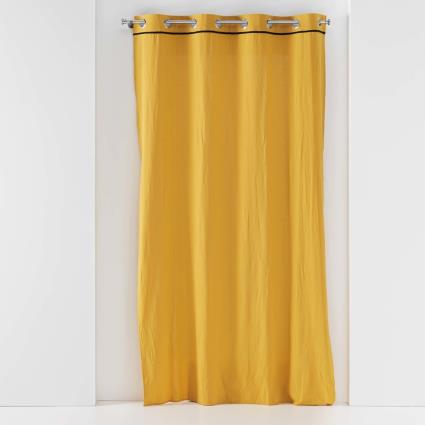 Douceur d intérieur  Cortinados RIDEAU A OEILLETS 135 x 240 CM COTON LAVE LINETTE JAUNE  Amarelo  135x240 cm.Casa >Cortinados