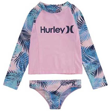 Hurley Rashguard De Menina Manga Comprida Com Zíper Completo Set Set M Pink