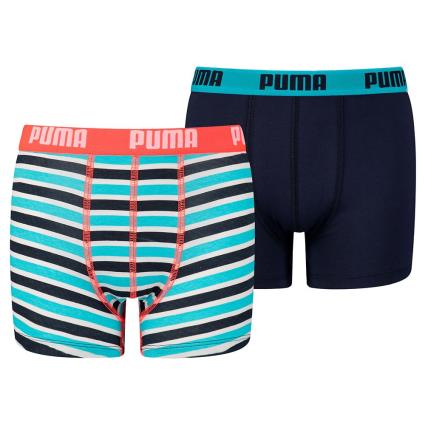 Puma Boxer Basic Printed Stripe 2 Pares 14-16 Years Fluo Red / Blue