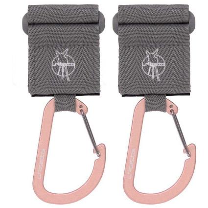 Lassig Cas Stroller Hooks With Carabiner 2 Unidades One Size Grey