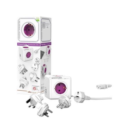 Allocacoc Rewirable Usb Travel Plug Set 1 M Cable One Size White / Violet