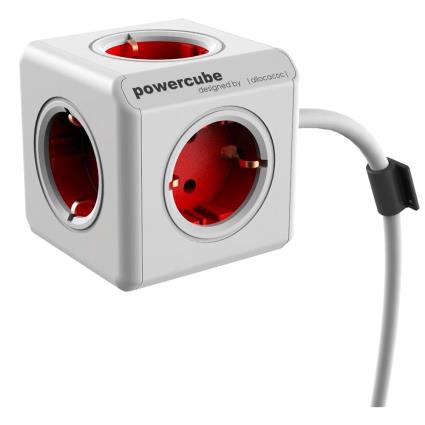 Allocacoc Powercube Extended 1.5 M Tipo F One Size White / Red