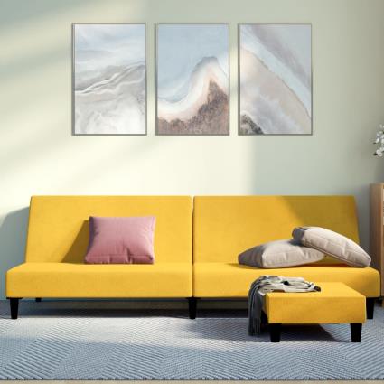 vidaXL Sofá-cama de 2 lugares com apoio de pés veludo amarelo