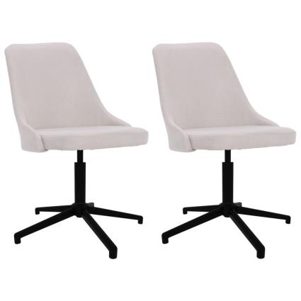 vidaXL Cadeiras de jantar giratórias 2 pcs tecido cor creme