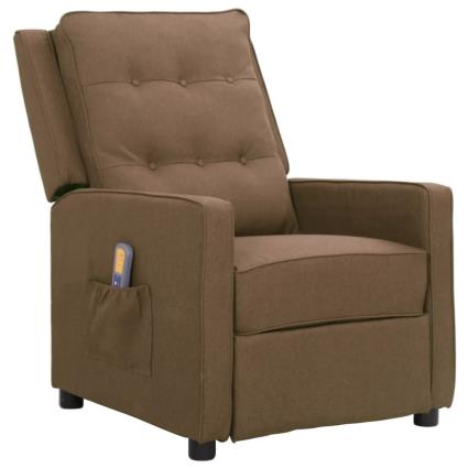 vidaXL Poltrona de massagens reclinável tecido cinzento-acastanhado