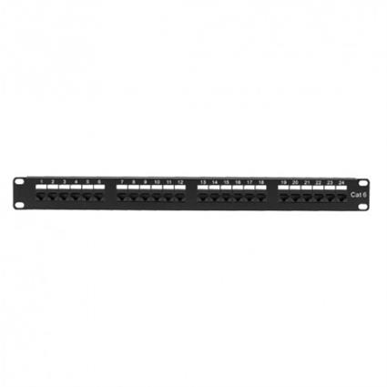 Patch panel de 24 portas UTP/RJ45 - Formato rack - Admite ca