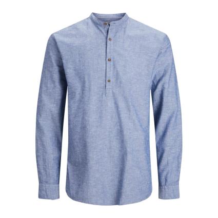 Jack & Jones Camisa Manga Comprida Black Summer Half Placket XL Faded Denim / Slim Fit