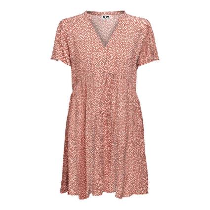 Jdy Vestido Curto Manga Curta Starr Life 38 Etruscan Red / Aop Cloud Dancer Leaves