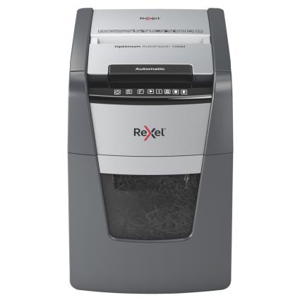 REXEL Destruidora Micro Corte Optimum Autofeed+ 100M,  6 folhas, 34 l, Destrói Agrafos, Clipes e Cartões de Crédito