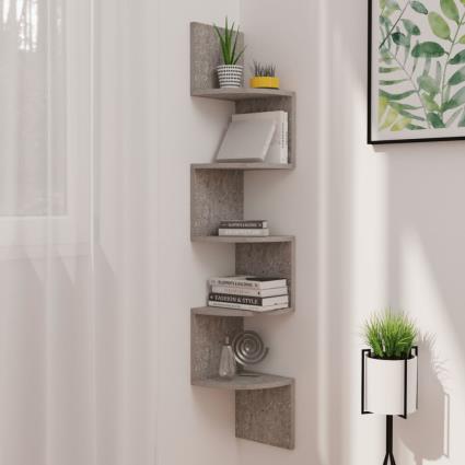 vidaXL Estante canto p/ parede aglomerado 19x19x123cm cinzento cimento