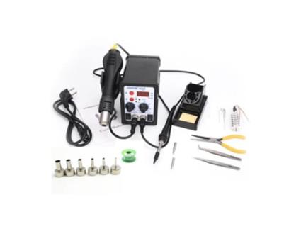 Estação Soldadura Ar Quente + Ferro Soldar com Lcd 700W com Kit de Ferramentas