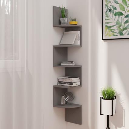 vidaXL Estante de canto para parede aglomerado 19x19x123 cm cinzento